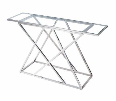 China Modern Modern luxury furniture corner console tables Living Room hallway Mirrored stainless steel console tables for sale