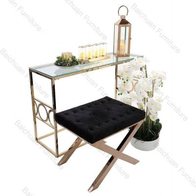 China Modern Rectangular Gold Stainless Steel Metal Modern Luxury Style Entryway Hall Table Console Table for Living Room for sale