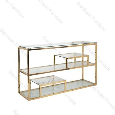 China Modern Modern console table with marble and gold stainless steel structure luxury modern home decor desk chinese entrance table for sale