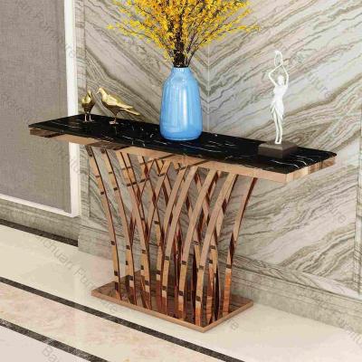 China Modern Modern Console Table  Entryway Hallway With Gold Stainless Steel Console Table for sale