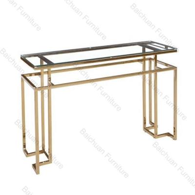 China Modern Modern Italian Loyal golden Stainless Steel Base Stone Marble Top Hallway Console Table for sale