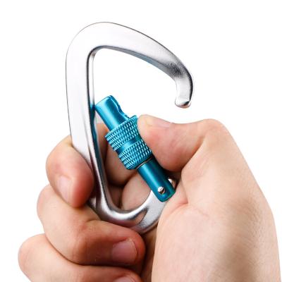 China Lightweight Heavy Duty Factory Sales Promotion Snap Hook Nut Lock Carabiner For Climbing Hike Camp for sale