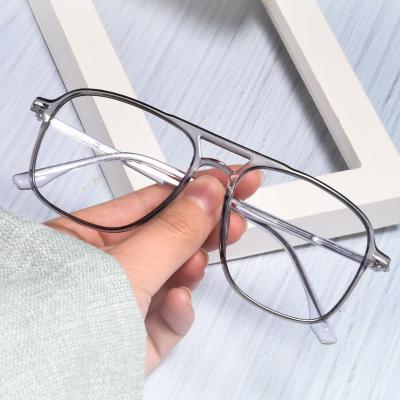 China 2022 Fashion Frameless Eyeglasses Frames Vintage Acetate Glass Tr90 Double Bridge Glasses Optical for sale