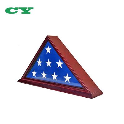 China Cherry Wood Elegant Flag Display Case Flag Showcase For Burial/Burial/Veteran Flag for sale