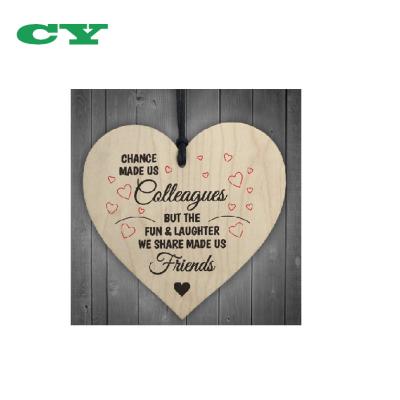 China Wooden Hanging Heart Plaque Sign Ocean Colleagues Red Fun And Laugh Novelty Wooden Hanging Heart Leaving Gift Plaque Work Friendship Sign for sale