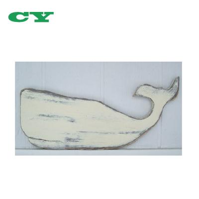 China Rustic Antique White Wood Carved Wall Art Whale Wall Art for sale