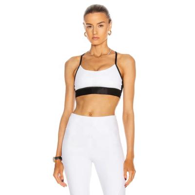 China Women's Workout Sports Fitness Bra Crop Girls Yoga Breathable Gym Back Bra Top/White Elastic Band Bra For Women for sale