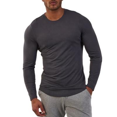 China Mens Private Label Anti-Pilling Slim Fit Gym T-Shirt Long Sleeve Customize Style High Quality O-neck Street Gym Muscle Oversized T-Shirts for sale