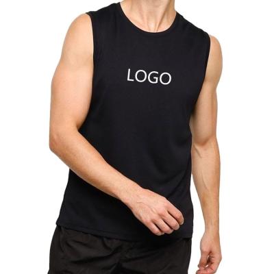 China QUICK DRY Mens Black Tank Top With Print Logo Custom 100% Cotton Gym Vest Mens Fitness Wear Singlets Mens Singlets for sale