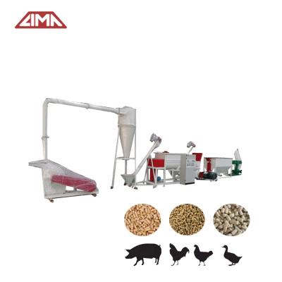 China Factory 1-2t/h Cow Food Poultry Feed Mixer Animal Pellet Making Line Chicken Feed Pellet Production Processing Machine zu verkaufen