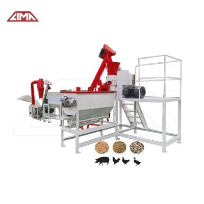 Китай Factory 400-600kg/h 1-2t/h Small Scale Animal Feed Mixer Pellet Production Line Poultry Chicken Feed Pellet Making Machine продается