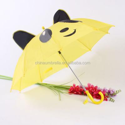 China Lovely cartoon children polyester children's straight ear panda animal children's umbrella with whistle for sale