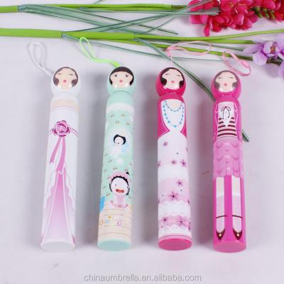 China Umbrella Three Fold Cartoon Design Bottle Umbrella Inside With Super Thin 3 Fold Pencil Umbrella for sale