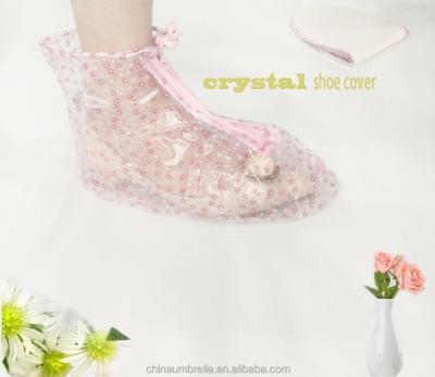 China Fashion waterproof high quality outdoor waterpoof PVC crystal shoe cover for rain for lady for sale