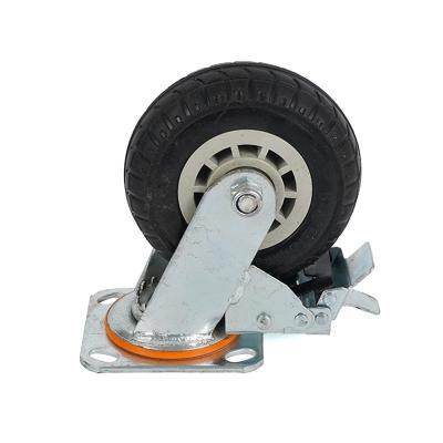 China Heavy Duty Galvanized Pneumatic Swivel Plate Wheel Caster with 8 inch Rubber Air Tires for sale