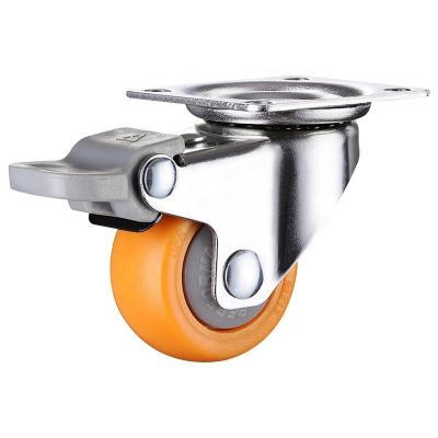 China Mini 1inch / 1.25inch /1.5inch / 2 Inch 360 Degree with Brake Swivel Casters Wheels for sale