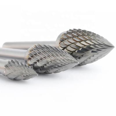 China G-Shaped Tip Sharp Alloy Rotary Tungsten Steel Corn Hard Metal Milling Cutter Wood Carving Grinding Head Carbide Burrs for sale