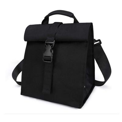 China Insulated Multifunctional Foldable Cross-Body Europe and America Intellectual Black Foil Lunch Bag Premium Reusable Lunch Bag for sale