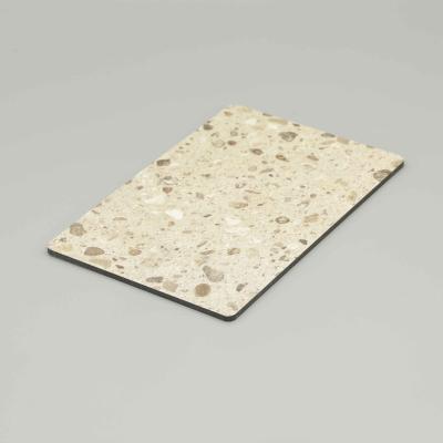 China Light Yellow Terrazzo Marble Aluminum Composite Panel A2 4mm Composite Panel for sale