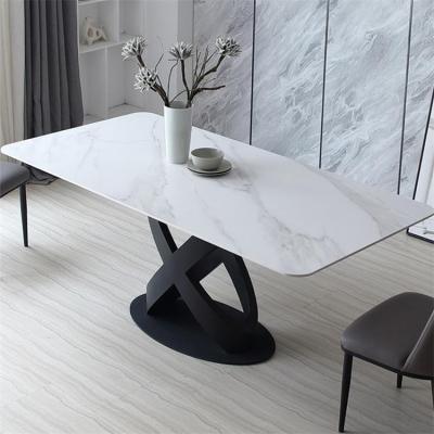 China Simple Steel Frame (Other) Adjustable Italian Rock Slab Dining Table for sale