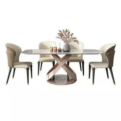 China (Others) 2022 Adjustable Latest Style Stainless Steel Marble Dining Table for sale