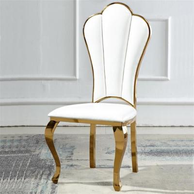 China Durable Resolutely Postmodern Golden Stainless Steel Dining Chair for sale