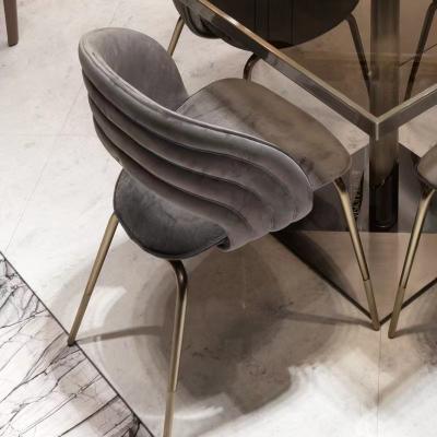 China Durable 2022 New Modern Stainless Steel PU Leather Dining Chair for sale