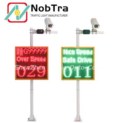 China Brightness Adjustable LPR solar Traffic Speed Sign With Traffic Pole for sale