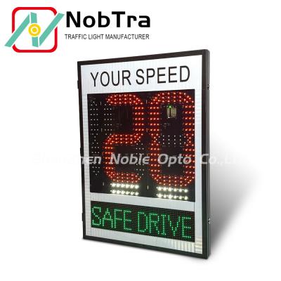 China Cold Rolled Sheet Slow Down Built Inside Radar Speed Limit Signs Red And Amber for sale