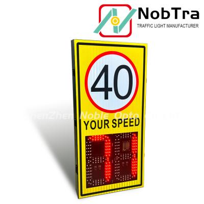 China 12watt Red and 15watt Green Power Consumption Cold Rolled Sheet Digital Speed Limit Signs for 200 Meters Radar Detection for sale