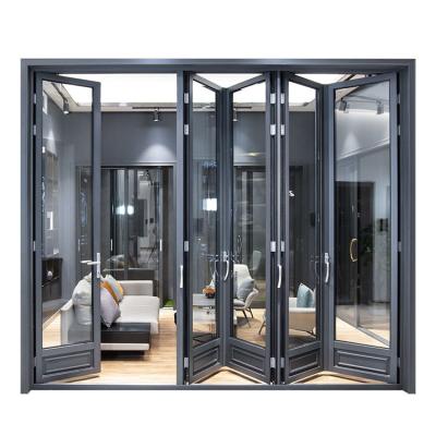 China KATA New Product Cheap Price Sound Insulation Double Door Aluminum Bi-Folding Glass Aluminum Folding Doors Soundproof Interior Patio With Argon for sale