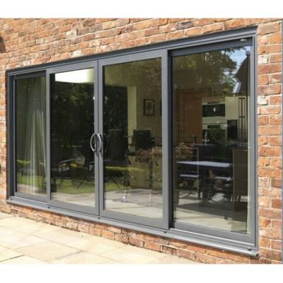 China American Double American Sound Insulation Large Black Glass Aluminum Glass Patio Doors Modern Outdoor Hidden Thermal Wholesale Hurricane for sale