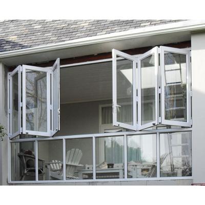 China Magnetic Screen Maintenance Fold Screen Window And Single Side Aluminum Bi-Folding Glass Door Pass Through Aluminum Windows for sale