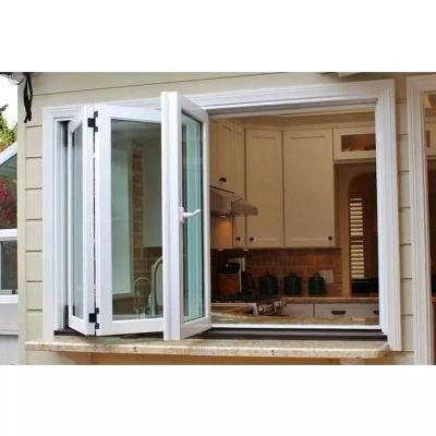 China Double screen magnetic accordion windows stained glass design aluminum bifold folding glazed window for sale