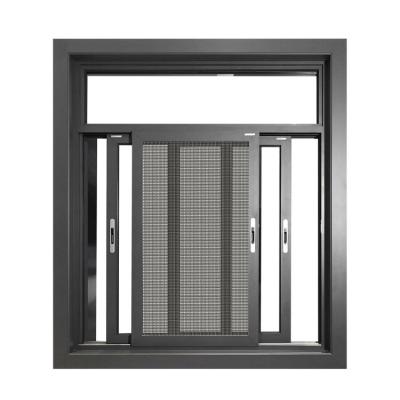 China Magnetic Exterior Aluminum Double Glazed Sliding Window French Track Sliding Stained Glass Profile Screen Design Latest Various Sizes for sale