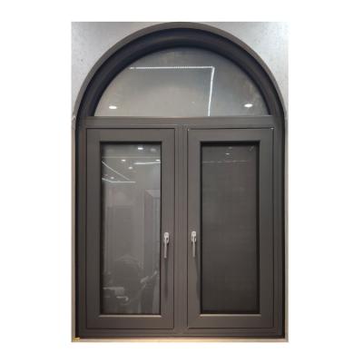 China Magnetic Screen Cheap Price Graphic Design Single Double Glazed Hinge Arch Casement Window Inward Opening Aluminum Tempered Glass For Home for sale