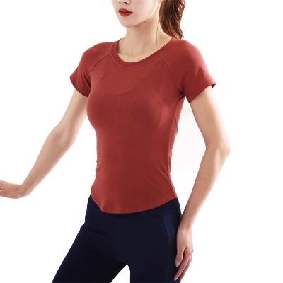 China Breathable Custom Crop Wormout Yoga Tee Plain Crop Top Tees White For Women Simple Cropped T-shirt for sale