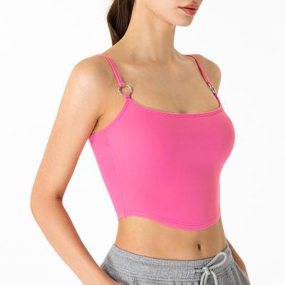 China Breathable sexy sports backless top bra yoga fitness vest yoga halter women gym workout slim tank for sale