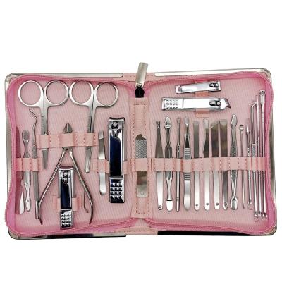 China PU + Professional 26pcs Stainless Steel Nail Clippers Travel And Grooming Set Nail Tools Kit Manicure And Manicure for sale