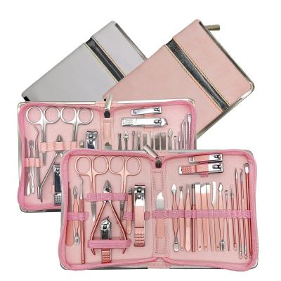 China PU + Professional 26pcs Stainless Steel Nail Clippers Travel And Grooming Set Nail Tools Kit Manicure And Manicure for sale