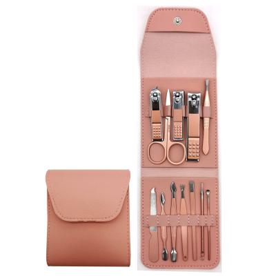 China PU+Stainless Steel Wholesale 12pcs Women Man Nail Beauty Tools Travel Good Quality Manicure Set for sale