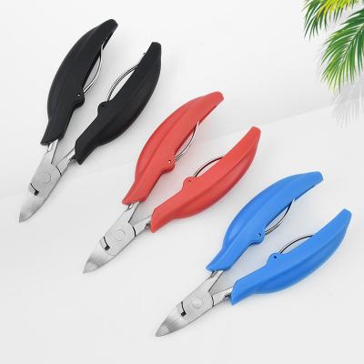 China New Nail Clippers Stainless Steel Bent Nose Plier Plastic Handle Exfoliating Barbed Cuticle Nipper Large Dead Skin Clipper JX443 for sale