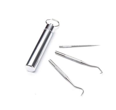 China Portable Metal Toothpick Portable Oral Cleaning 304 Stainless Steel Toothpick Tool Kit JX778 for sale