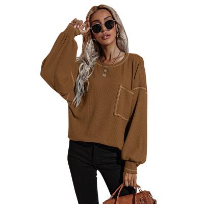 China Autumn and winter sale women breathable warm pullover crewneck sweatshirts with pocket for sale