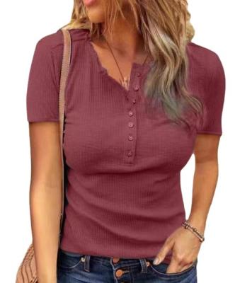 China Breathable Wholesale Loose Shirt Short Sleeve Top For Women for sale