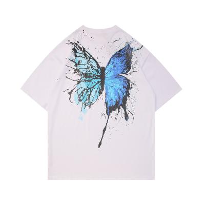 China Anti-wrinkle custom logo printing casual butterfly printed half sleeve graphic t-shirts for sale