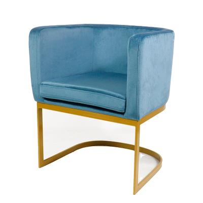 China Modern Gold Leg Dining Chair, Nordic Gold Leg Blue Velvet Dining Single Armchair for sale