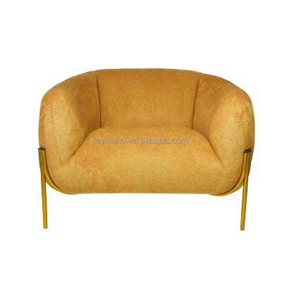 China Modern New Design New Design Velvet Barrel Sofa Chairs Luxury Simple Modern Living Room Nordic Yellow Accent Armchairs for sale