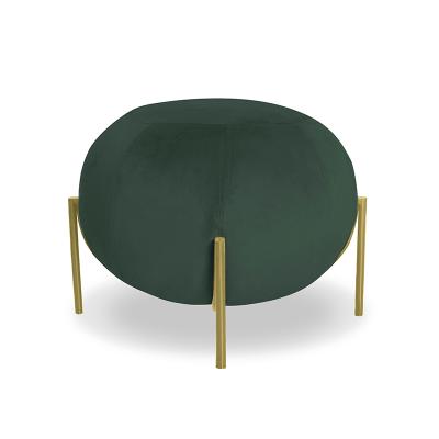 China Modern Green Upholstered Teardown Foot Stools Velvet Round Stools for sale