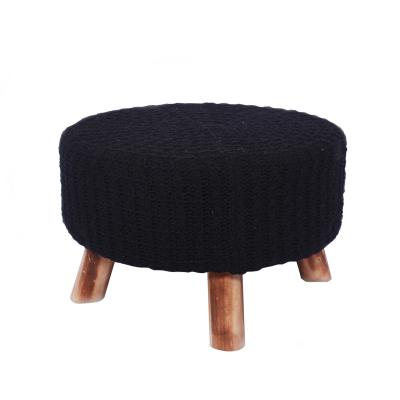 China Bedroom Wooden Furniture Living Room Leg Wooden Leg Knitted Round Low Stool Stools for sale